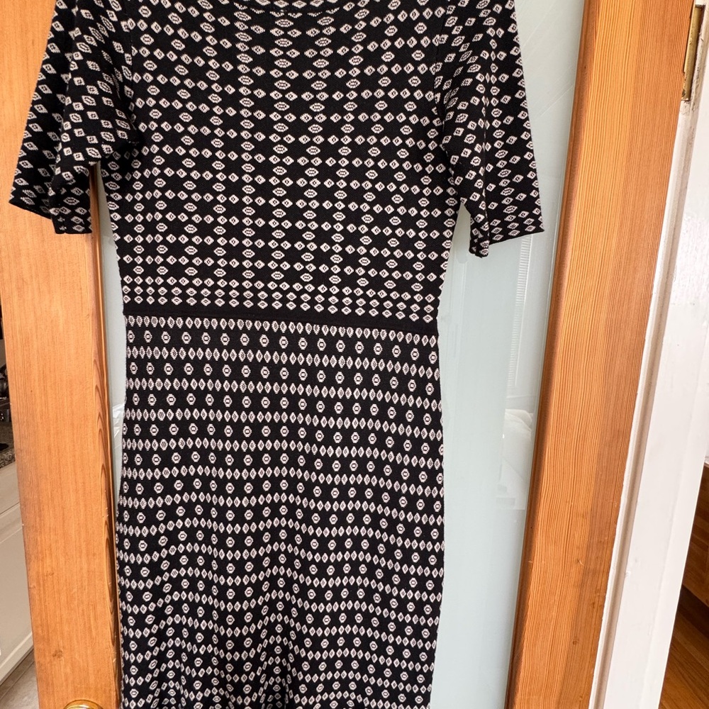 Taylor Black and White Sheath Midi Dress